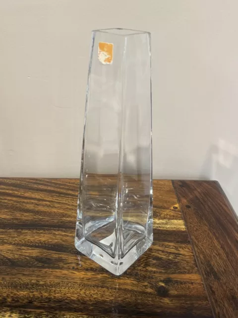 Royal Doulton Studio Square Heavy Modern Clear Glass Vase 30cm Made in Poland