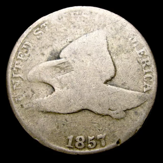 1857 Flying Eagle Cent Penny ---- Nice Details Dinged Coin ---- #UU054