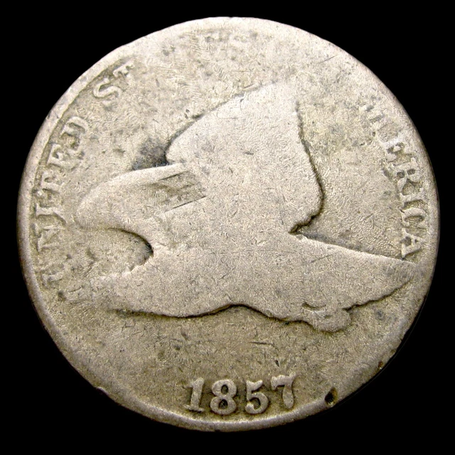 1857 Flying Eagle Cent Penny ---- Nice Details Dinged Coin ---- #UU054