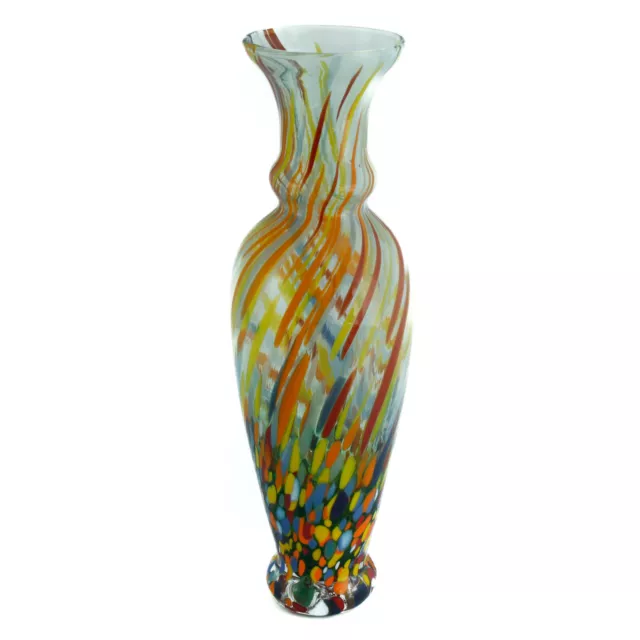 Murano Vidrio Jarrón Verde Azul Rojo Naranja Amarillo Hecho a Mano Millefiori