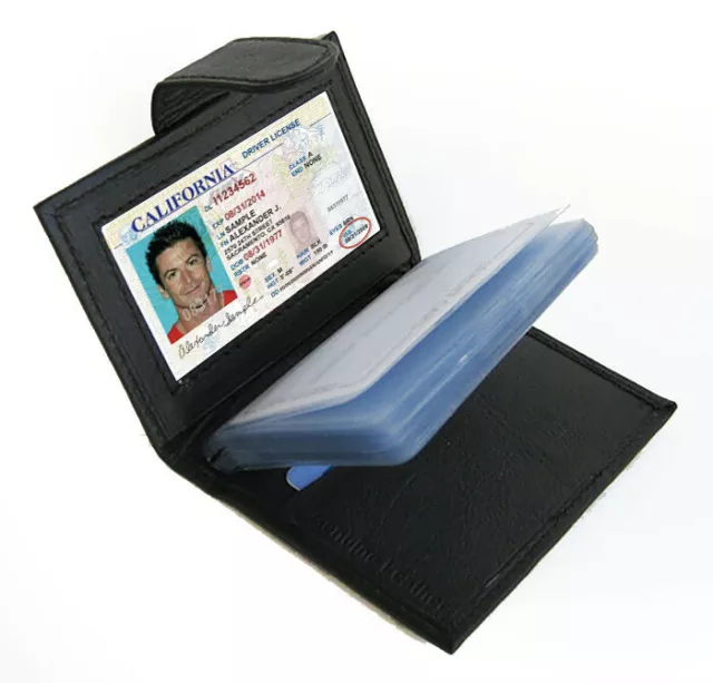 RFID Blocking Black Leather Business Card Holder Pocket Organizer Wallet New
