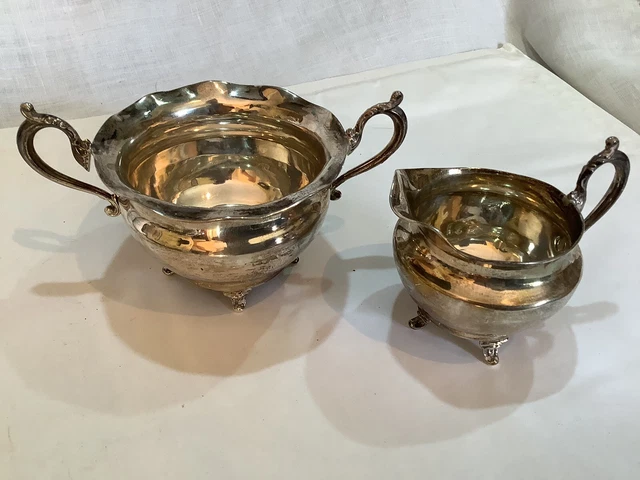 Antique Sterling Silver Sugar Bowl & Cream Jug Chester 1907