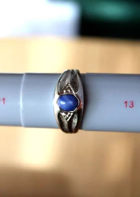 6.4 grams - 14k Gold and Diamond ring with blue star sapphire size 12