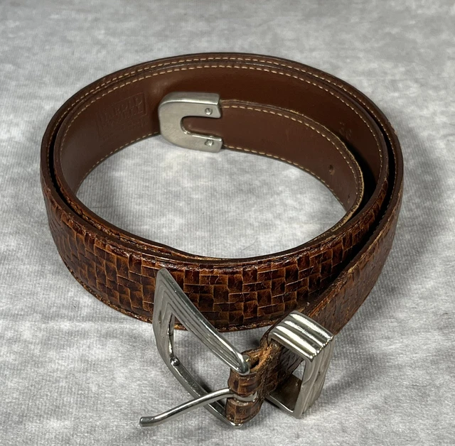 HAROLD POWELL BELT Brown Crocodile Embossed MADE ITALY  display picture 3
