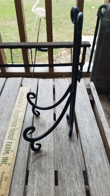 Wrought Iron Picture Easel Stand - Strong Metal Lg 9” Black Scrolled Wall Mount 2