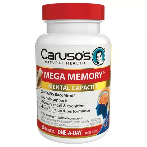 Caruso's Mega Memory 60 Tablets Brain Function Performance Concentration Carusos