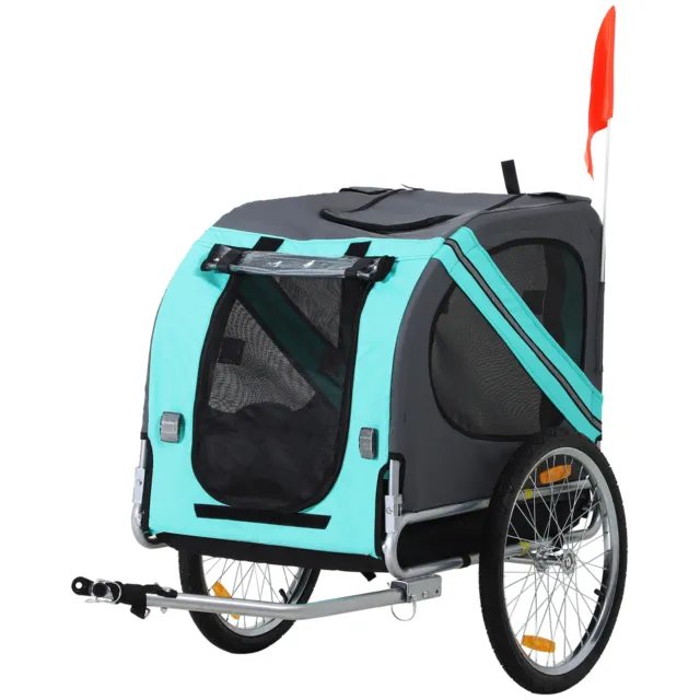PawHut Pet Bicycle Trailer Dog Cat Bike Carrier Water Resistant Green Outdoor