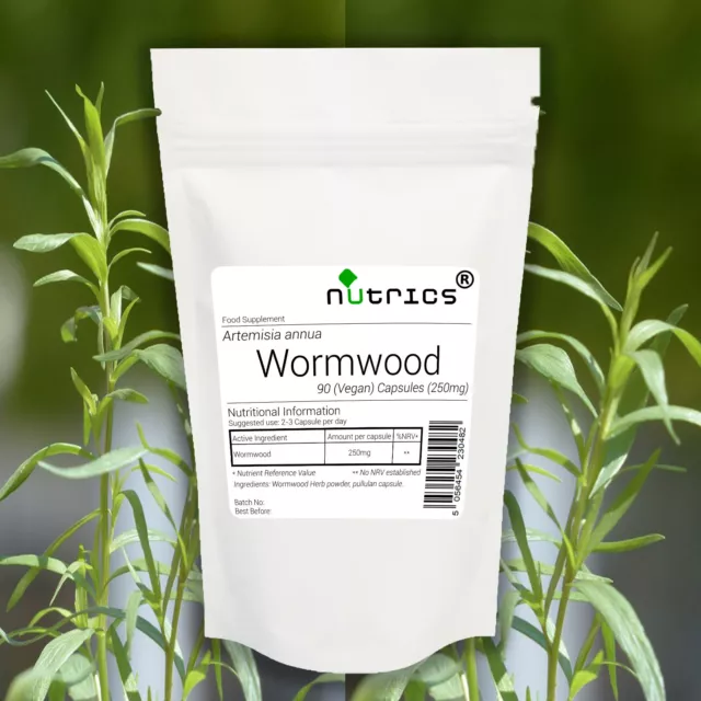 Nutrics® Wormwood (Artemisia annua) 100% Pure 250mg x 90 V Capsules Dragon Herb