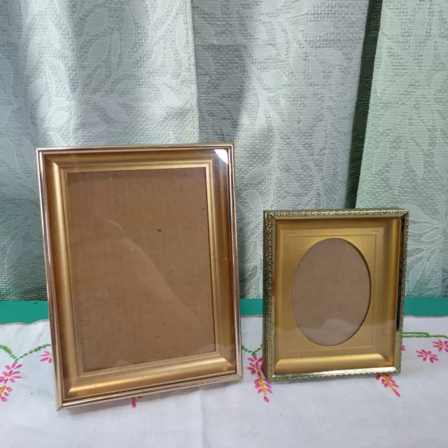Lot Of 2 Vintage Brass Shadow Box Style Photo Picture Frames