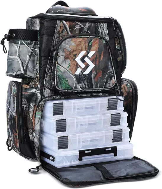 Fishing Tackle Backpack Waterproof Tackle Bag Storage with 4 Trays Tackle Box