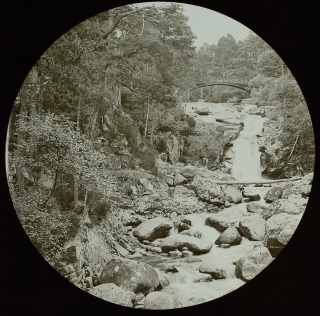 Magic Lantern Slide FALLS OF GARRAWALT BALMORAL C1897 VICTORIAN PHOTO SCOTLAND