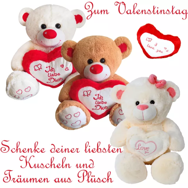 Riesen Teddybär Teddy Bär Plüsch Love Liebe mit Herz Valentins Geschenke 2