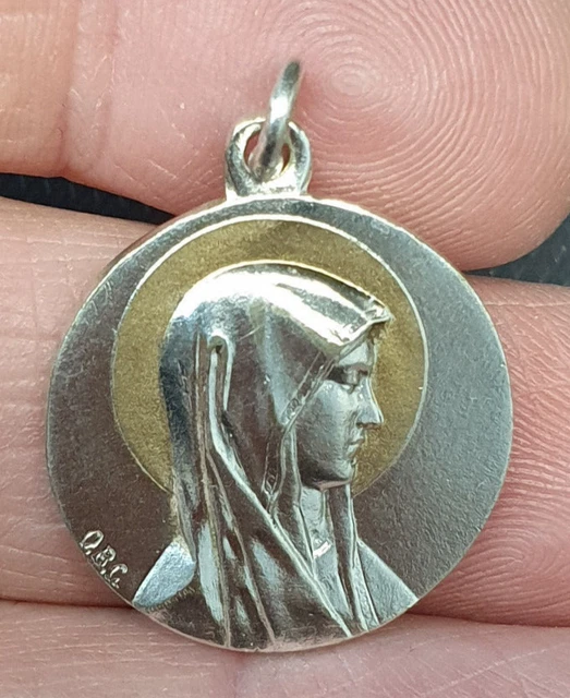 Pendentif Médaille Ancien – Plaqué Or – Souvenir Sainte Anne D'Auray – Motif Chat – Vintage