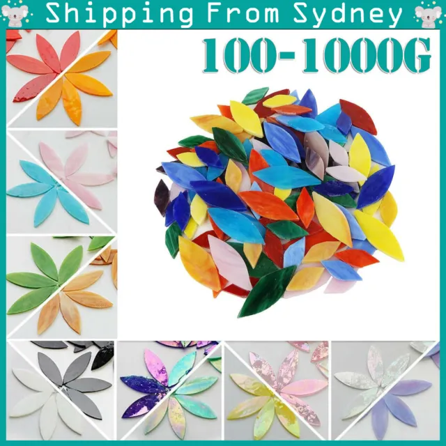 UP 1000G Petal Mosaic Tiles Hand-Cut Stained Glass Flower Leaves Tiles Craft DIY