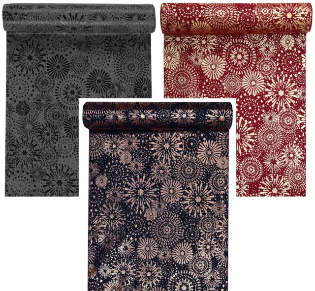 Luxury Cotton Christmas table runner Charcoal Red or Blue 28cm x 3M FREE UK POST