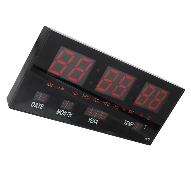 DESKTOP AND WALL-MOUNT Large Screen Clock Calendar Clock LCD Digital ...