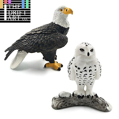 1pc Simulation Bald eagle Snowy Owl Animal Miniature Art Toy Figure Doll DIY