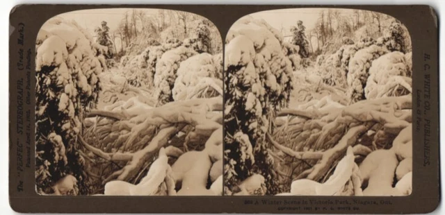 Stereo-Fotografie H. C. White Co., Ansicht Niagara, Ontario, Winter im Victoria