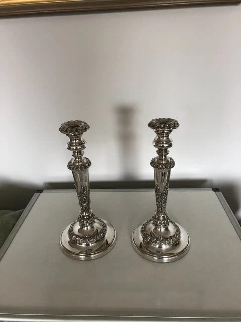 Stunning Pair Of Silver Plated On Copper Heavy And Quality Candle Sticks