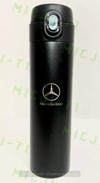 Mercedes Benz Stainless Thermal Mug Push Cap Tumbler Cup Travel 18oz (Black)