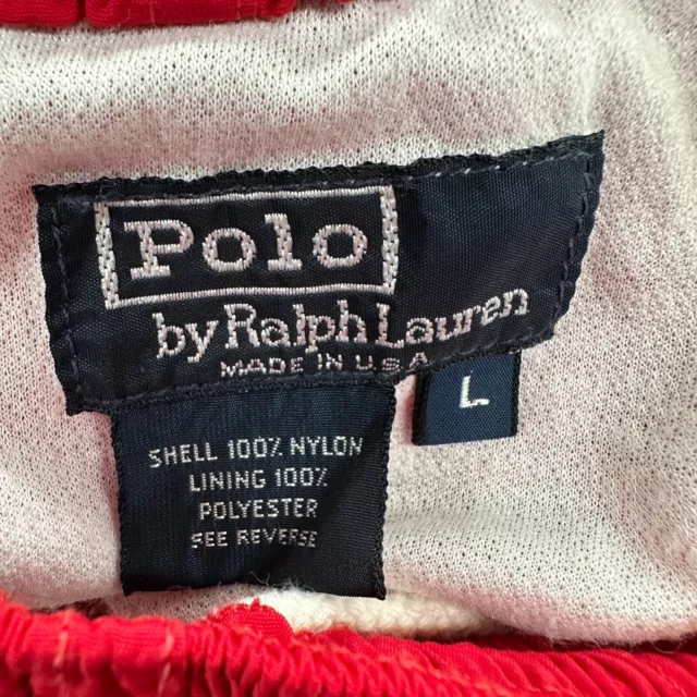 Vintage Polo Ralph Lauren Shorts Mens L Red P Wing Stadium 1992 Made in USA Swim 3