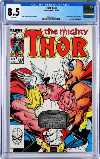 Thor #338 CGC 8.5 (Dec 1983, Marvel) Walt Simonson, Nick Fury, 2nd Beta Ray Bill
