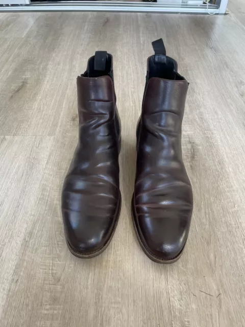CARMINA HATCH BURGUNDY Shell Cordovan Leather Chelsea boots UK 9.5 ...