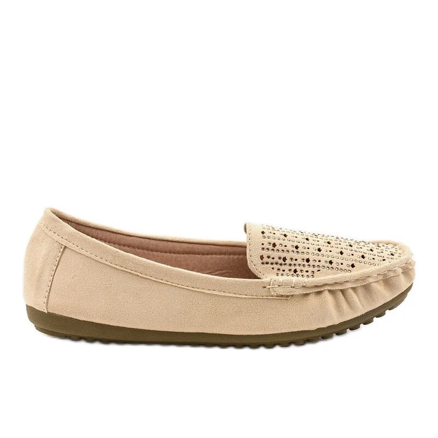 Beige openwork loafers with sequins YSD823Y