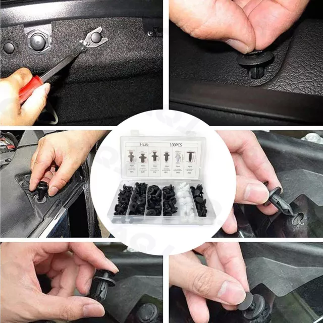 100PCS Retainer Clips Body Bumper Rivet Kit Retainer Trim Molding Push Pin Clips