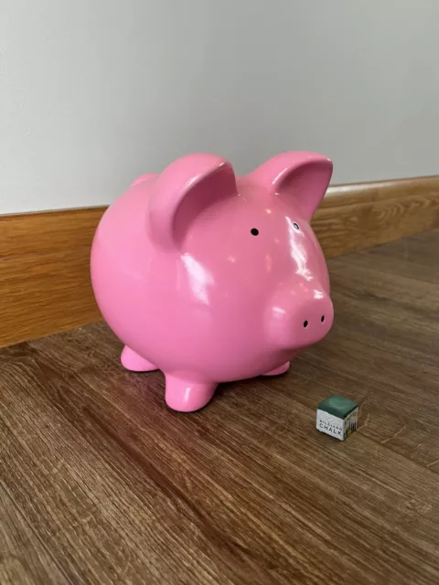 Large Pink Pig Piggy Bank Moneybox Coin Box Pot Ceramic Percy Vintage