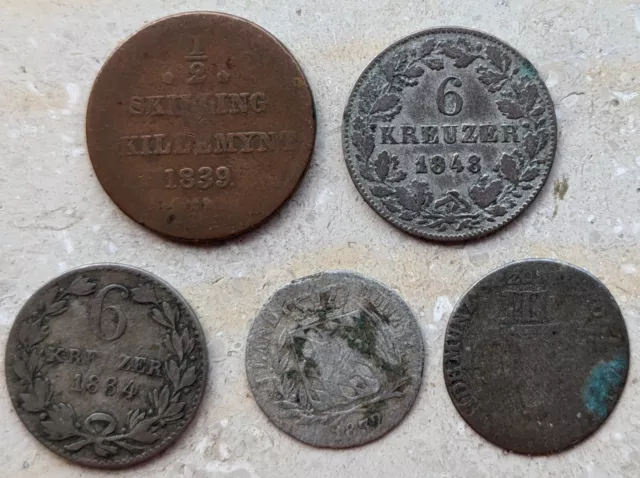 Kreuzer Lot Württemberg Bayern Baden 6 Kreuzer 3 Kreuzer + 1/2 Skilling 1839