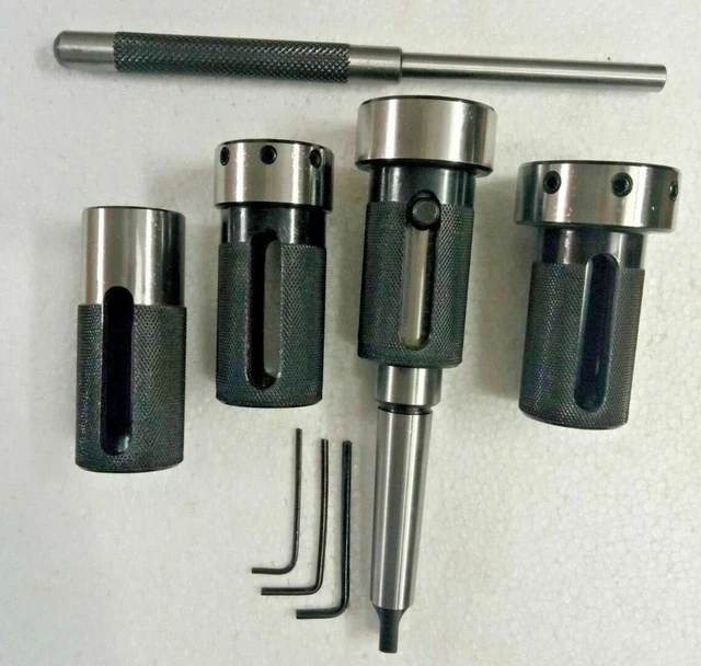 Lathe Tailstock Die Holder Set Of 4 Floating Type MT3 SHANK Holds Metric Die.)( Lathe Tailstock Die Holder Set Of 4 Floating Type MT3 SHANK Holds Metric Die.)(