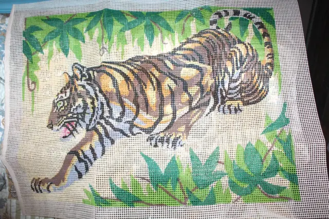 "Alfombra de lona Latch Hook Tigre Bengala 23" x 32"" solo impresa en color -G^