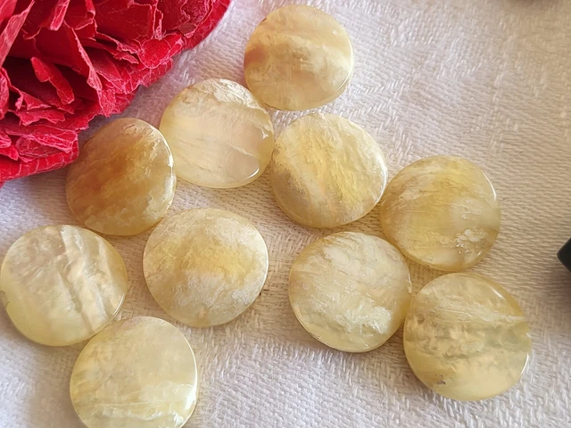 lot 10 superbes boutons vintage creme nacré reflet mordoré pied 1,5 cm ref 645