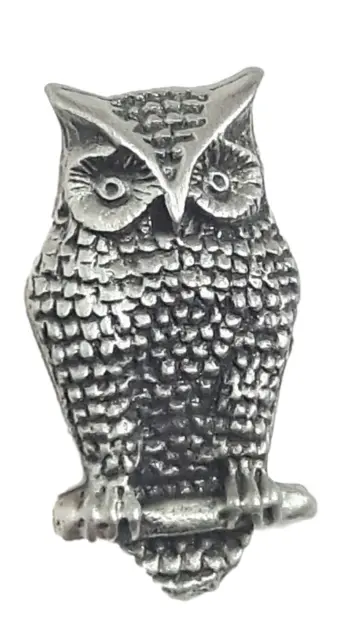 Owl Handcrafted From English Pewter Lapel Pin Badge