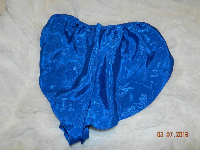 M Matte Satin Sexy Panties bright Blue w/ Flutter w/ embossing Pretty Panty