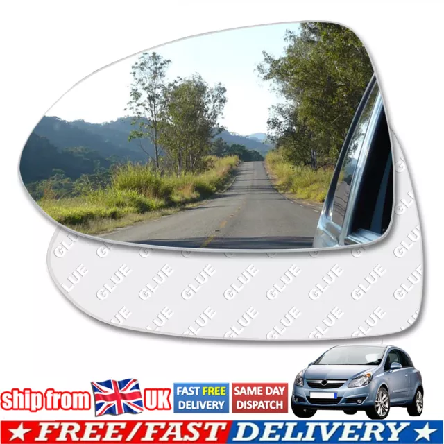 For Vauxhall Corsa D E 2006-2019 Left Passenger side Spherical wing mirror glass