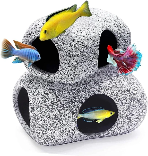 Aquarium Accessories: Stackable Rock Caves for Betta Fish Tanks - Small Hideout