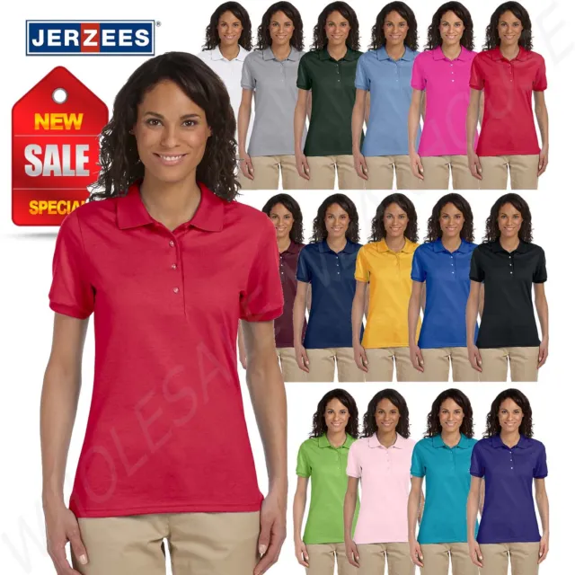 Jerzees Women Polo Shirt Short Sleeve SpotShield Solid M-437W