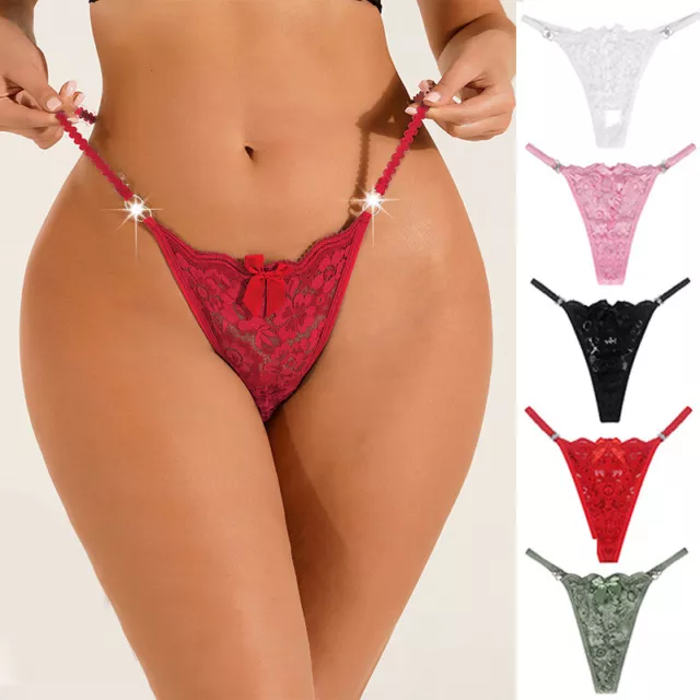 ☆US☆ Sexy Women Lace Thong G-string Panties Lingerie Underwear Crotchles  T-back✔