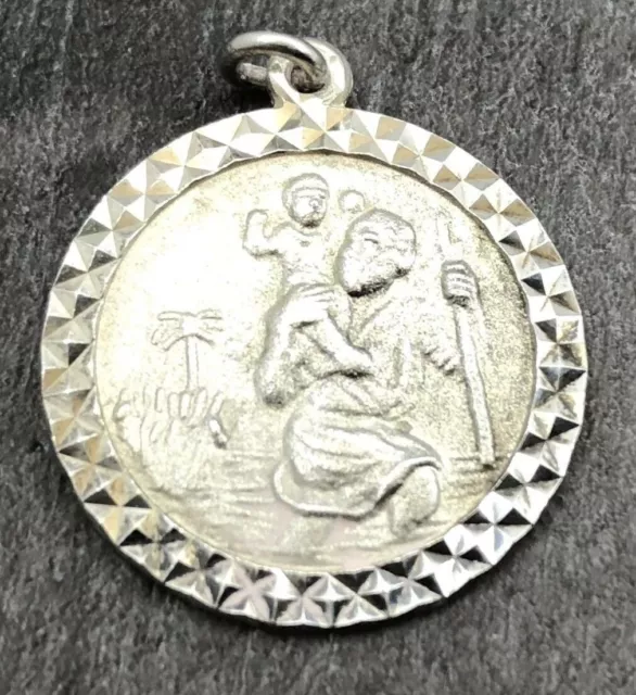 Pendant St Christopher Protection 2.38gms Sterling Silver 925 Round Tag