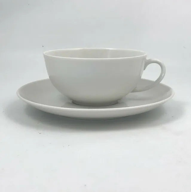 Arzberg Flat Cup Saucer Set All White Form Shape 2000 Porcelain