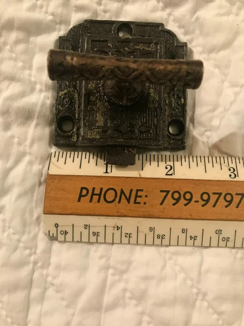 Large T Handle 1871 Cupboard Door Latch, No Catch, Brass & Cast Iron, Free S/H