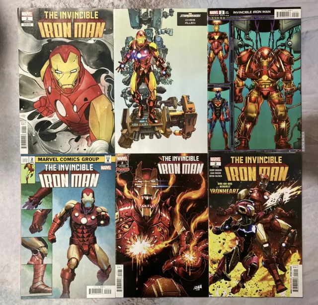 Invincible Iron Man #2 Variant Set Of 6 1:50 Momoko Allen Layton Marvel Comic Ba