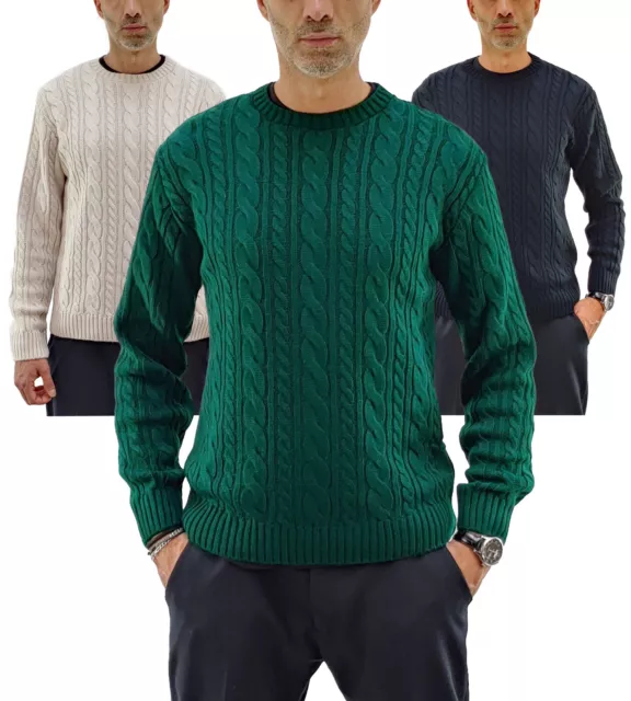 Maglione uomo invernale girocollo lana pullover maglioncino slim fit RDV