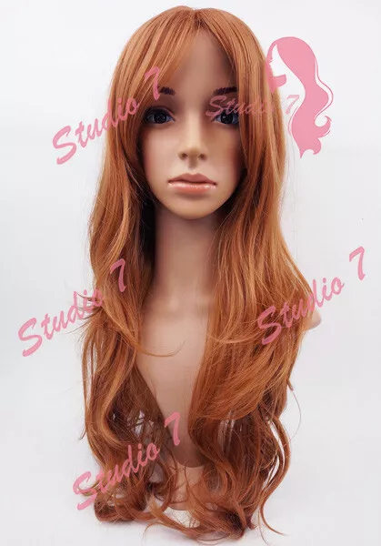 W96 Light Ginger Auburn Mix Ladies Wig Long Wavy Natural Look studio7-uk