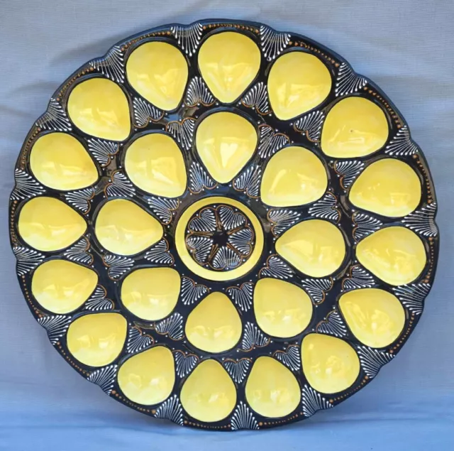 HB QUIMPER Large Oyster Platter Server Dish French Faience Embroidery 1960