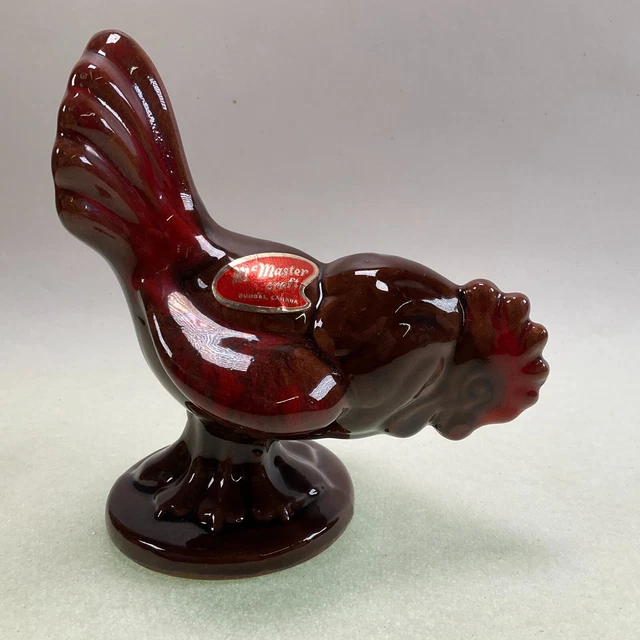 McMaster Craft Red Drip Glazed Pottery Vintage Souvenir Pecking Chicken - Canada