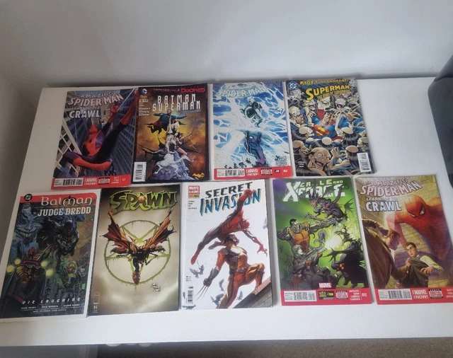 DC & MARVEL Comics - Job Lot Of 9 ( Spiderman,Batman,Spawn,Wolverine,Superman)
