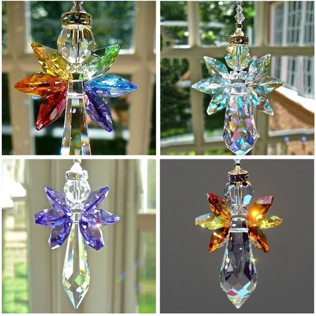 Decoración de porche arco iris colgante de cristal ángel chakra adornos de coche captador del sol